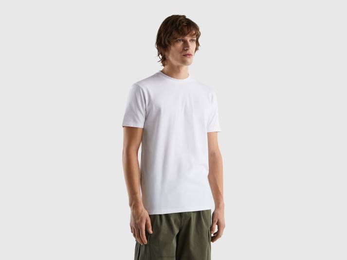 Heren Benetton slimfit T-shirt van stretchkatoen wit 4R621294