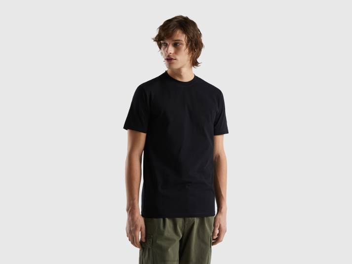Heren Benetton slimfit T-shirt van stretchkatoen zwart 4R621277