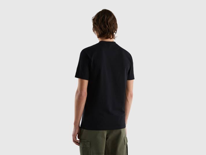Heren Benetton slimfit T-shirt van stretchkatoen zwart 4R621277