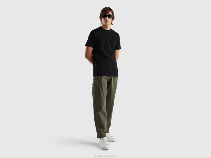 Heren Benetton slimfit T-shirt van stretchkatoen zwart 4R621277