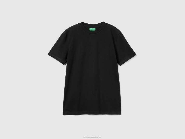 Heren Benetton slimfit T-shirt van stretchkatoen zwart 4R621277