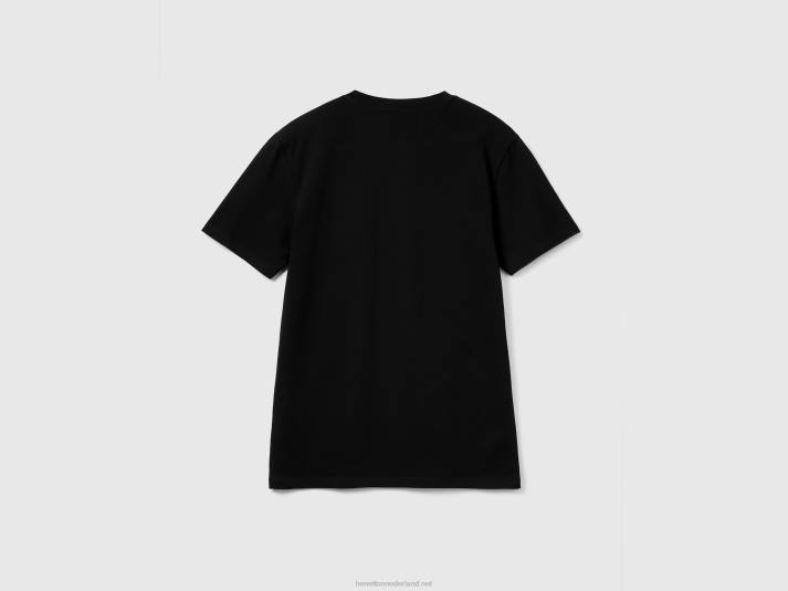 Heren Benetton slimfit T-shirt van stretchkatoen zwart 4R621277