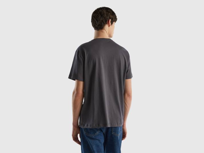 Heren Benetton t-shirt met fotoprint donkergrijs 4R624472