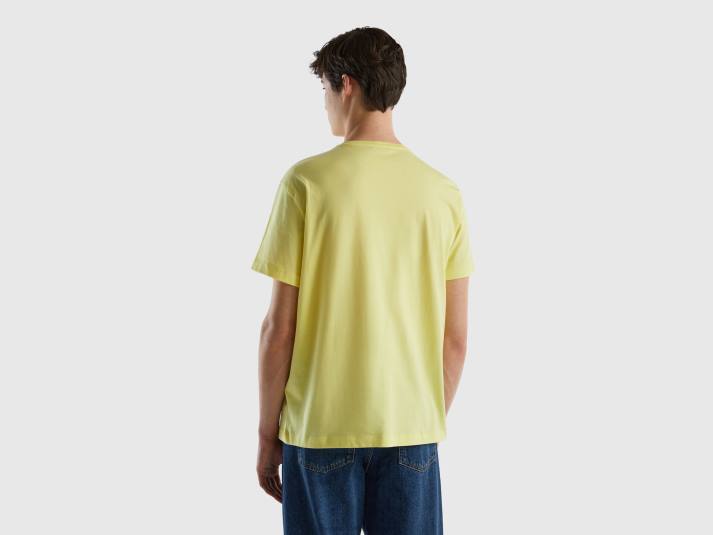 Heren Benetton t-shirt met fotoprint geel 4R621217