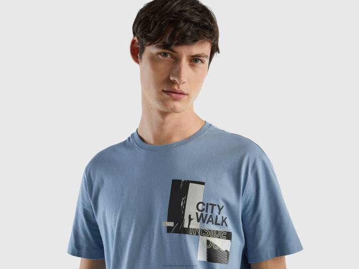 Heren Benetton t-shirt met fotoprint luchtmacht blauw 4R621215