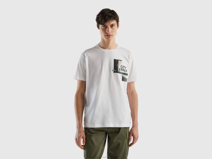 Heren Benetton t-shirt met fotoprint wit 4R624479