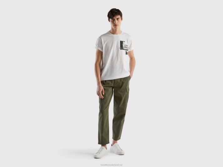 Heren Benetton t-shirt met fotoprint wit 4R624479