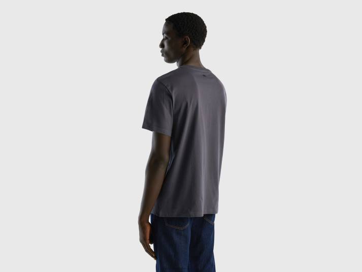 Heren Benetton t-shirt met geborduurde slogan donkergrijs 4R621200