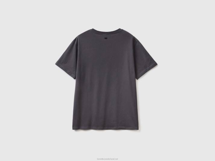 Heren Benetton t-shirt met geborduurde slogan donkergrijs 4R624500