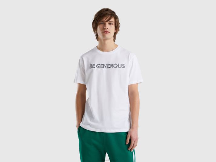Heren Benetton t-shirt met geborduurde slogan wit 4R624463