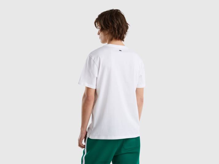 Heren Benetton t-shirt met geborduurde slogan wit 4R624463
