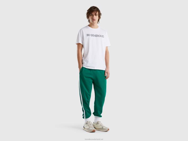 Heren Benetton t-shirt met geborduurde slogan wit 4R624463