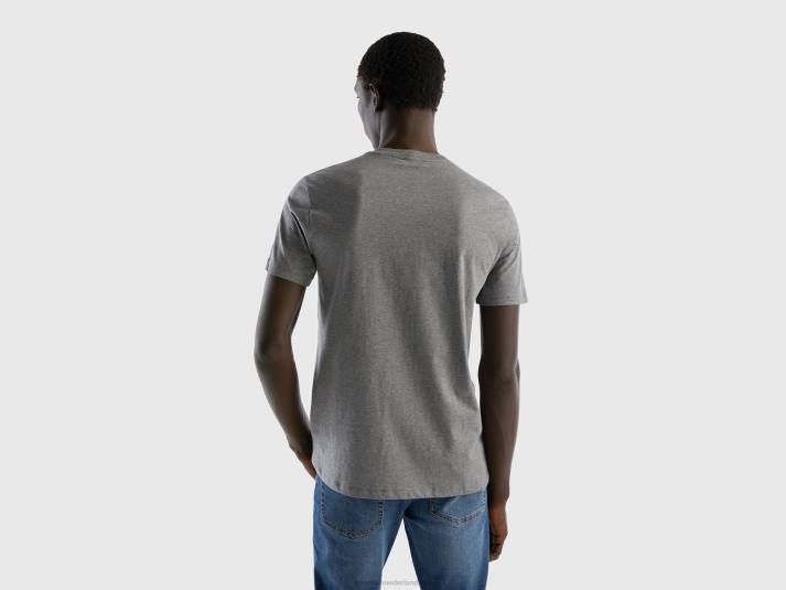 Heren Benetton t-shirt met print van langvezelig katoen donkergrijs 4R624469