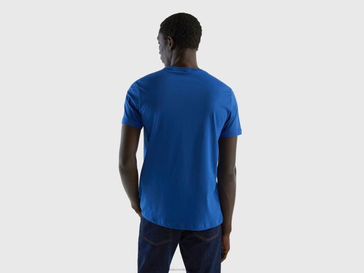 Heren Benetton t-shirt met print van langvezelig katoen helderblauw 4R624453