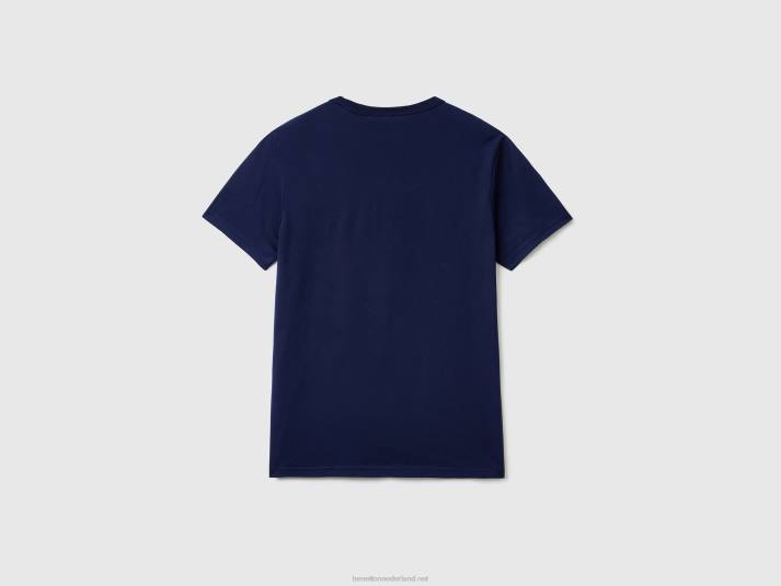 Heren Benetton t-shirt van biologisch katoen met logoprint blauw 4R621229
