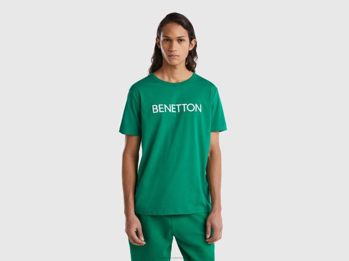 Heren Benetton t-shirt van biologisch katoen met logoprint donkergroen 4R624466