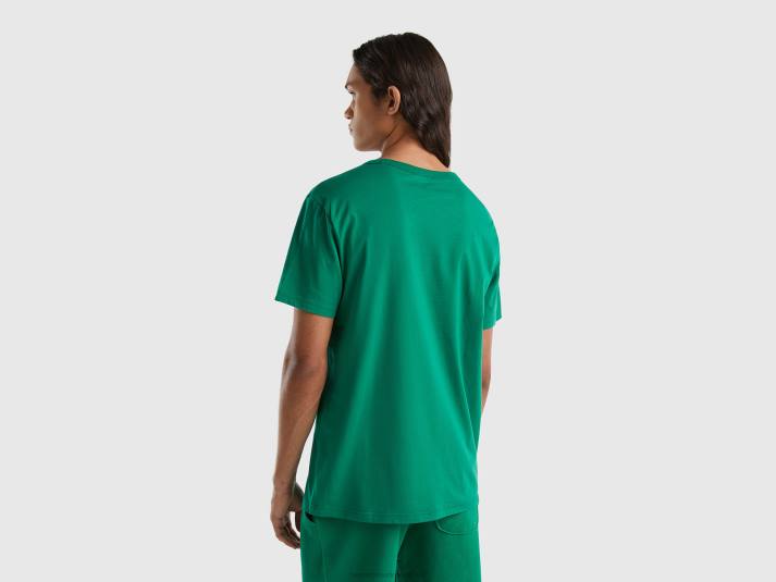 Heren Benetton t-shirt van biologisch katoen met logoprint donkergroen 4R624466