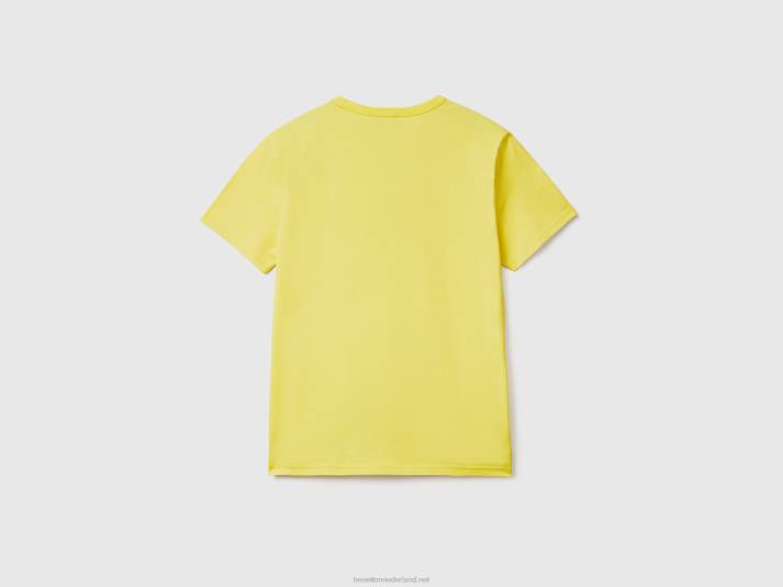 Heren Benetton t-shirt van biologisch katoen met logoprint geel 4R621228