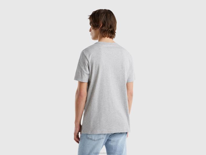 Heren Benetton t-shirt van biologisch katoen met logoprint lichtgrijs 4R621268