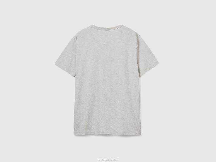 Heren Benetton t-shirt van biologisch katoen met logoprint lichtgrijs 4R621268
