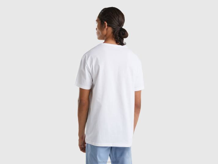 Heren Benetton t-shirt van biologisch katoen met logoprint wit 4R624494
