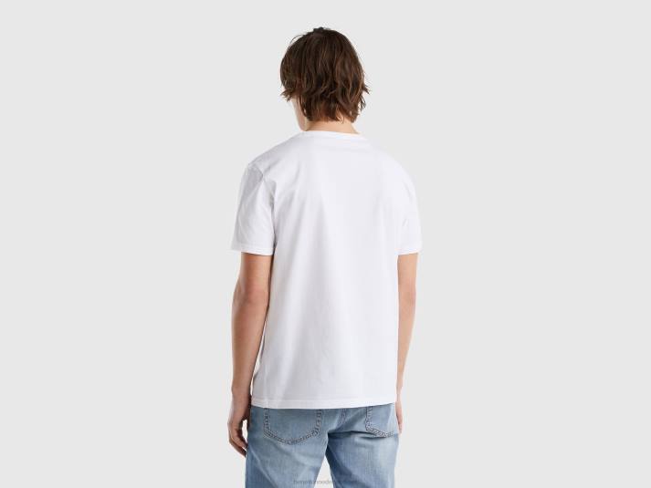 Heren Benetton t-shirt van biologisch katoen met logoprint wit 4R624496