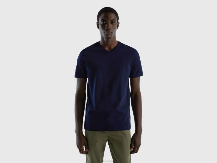 Heren Benetton t-shirt van langvezelig katoen donkerblauw 4R624486