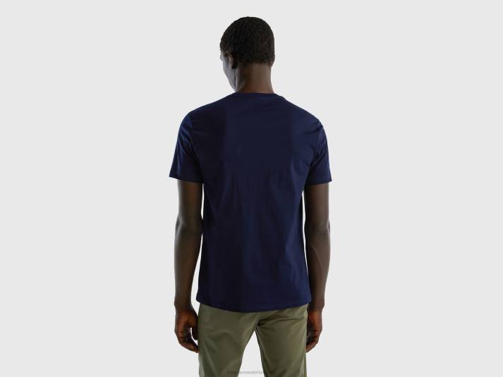 Heren Benetton t-shirt van langvezelig katoen donkerblauw 4R624486