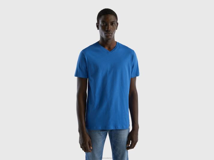 Heren Benetton t-shirt van langvezelig katoen lichtblauw 4R621260