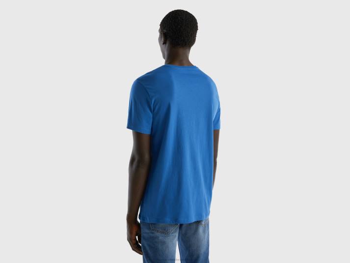 Heren Benetton t-shirt van langvezelig katoen lichtblauw 4R621260