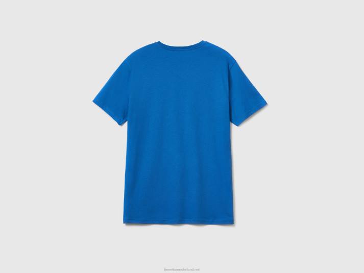 Heren Benetton t-shirt van langvezelig katoen lichtblauw 4R621260