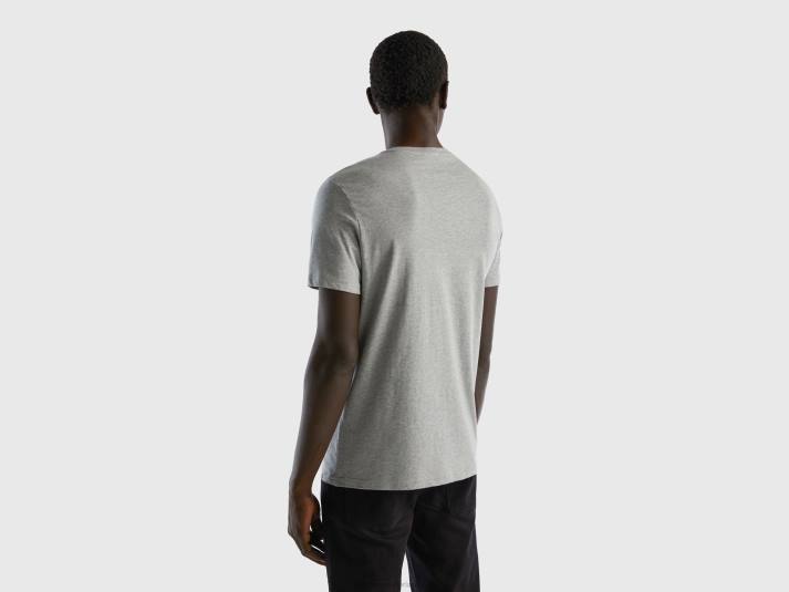 Heren Benetton t-shirt van langvezelig katoen lichtgrijs 4R621261