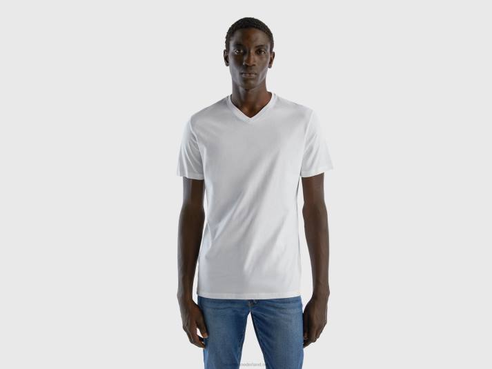 Heren Benetton t-shirt van langvezelig katoen wit 4R621208