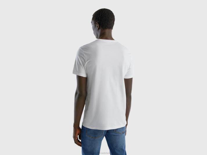 Heren Benetton t-shirt van langvezelig katoen wit 4R621208