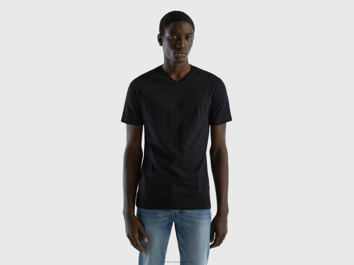 Heren Benetton t-shirt van langvezelig katoen zwart 4R621262