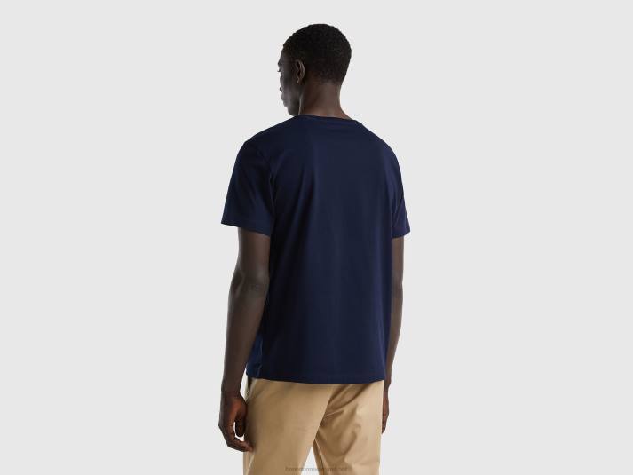 Heren Benetton t-shirt van zuiver katoen met print donkerblauw 4R624481