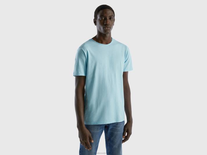 Heren Benetton turkoois t-shirt van slubkatoen turkoois 4R621207