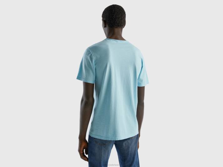 Heren Benetton turkoois t-shirt van slubkatoen turkoois 4R624484