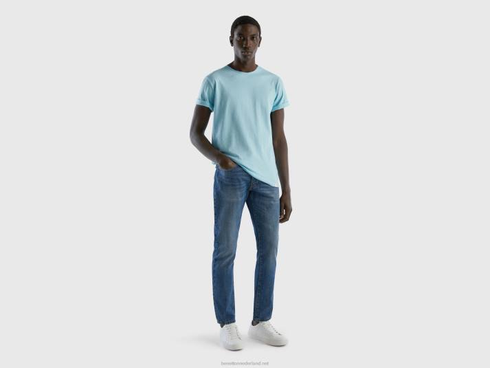 Heren Benetton turkoois t-shirt van slubkatoen turkoois 4R624484