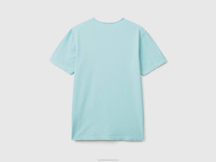 Heren Benetton turkoois t-shirt van slubkatoen turkoois 4R624484
