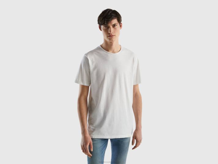 Heren Benetton wit t-shirt van slubkatoen wit 4R621307