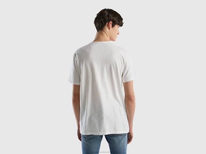 Heren Benetton wit t-shirt van slubkatoen wit 4R621307