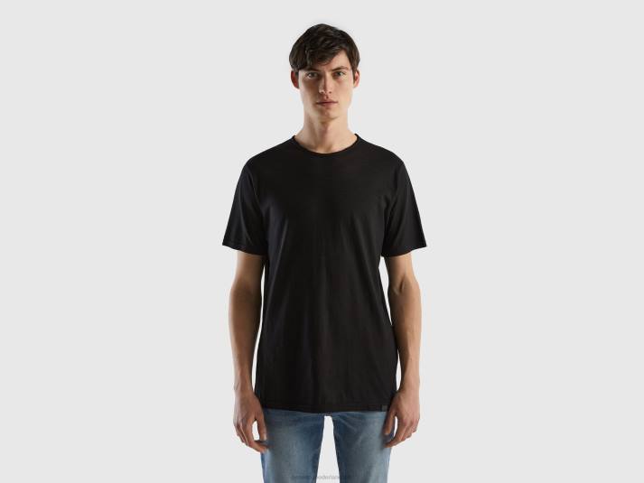 Heren Benetton zwart t-shirt van slubkatoen zwart 4R621289