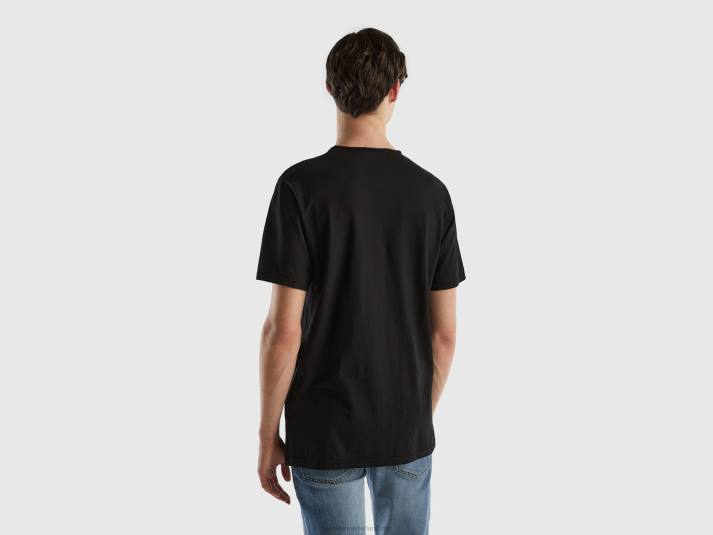 Heren Benetton zwart t-shirt van slubkatoen zwart 4R621289