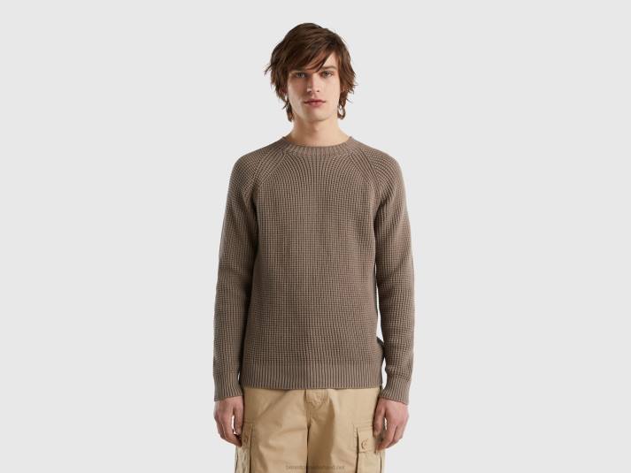 Heren Benetton Trui van 100% katoen met ronde hals duif grijs 4R624405