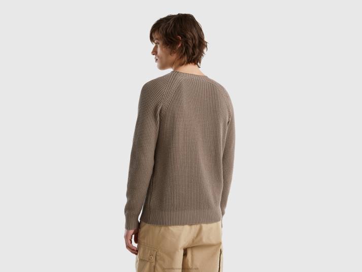 Heren Benetton Trui van 100% katoen met ronde hals duif grijs 4R624405