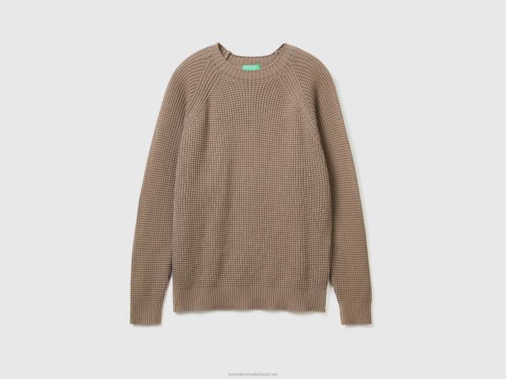 Heren Benetton Trui van 100% katoen met ronde hals duif grijs 4R624405