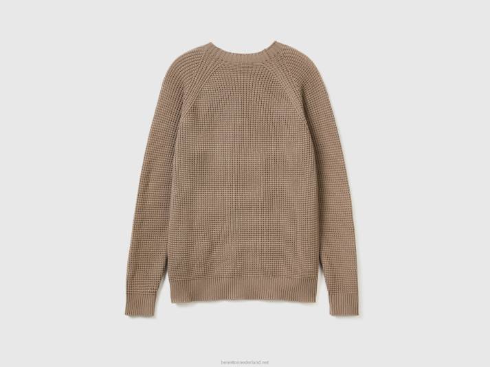 Heren Benetton Trui van 100% katoen met ronde hals duif grijs 4R624405
