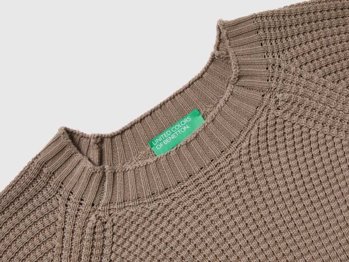 Heren Benetton Trui van 100% katoen met ronde hals duif grijs 4R624405