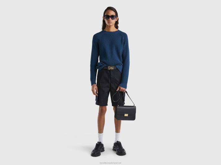 Heren Benetton Trui van 100% katoen met ronde hals luchtmacht blauw 4R624397